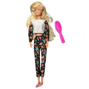 Barbie Vintage Mattel Black Pattern pants includes brush
